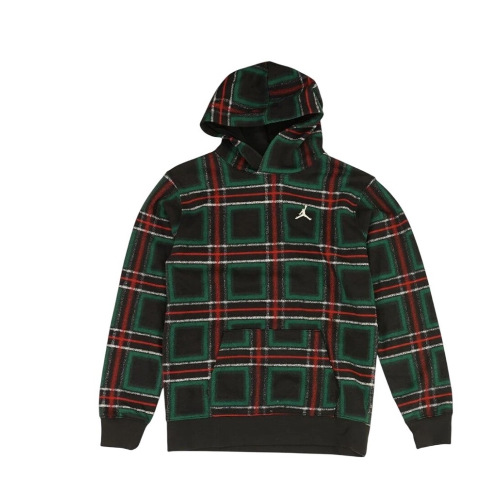 Jordan Brand Plaid Hoodie Men's‎ Long Sleeve Fleece Pullover Casual XL